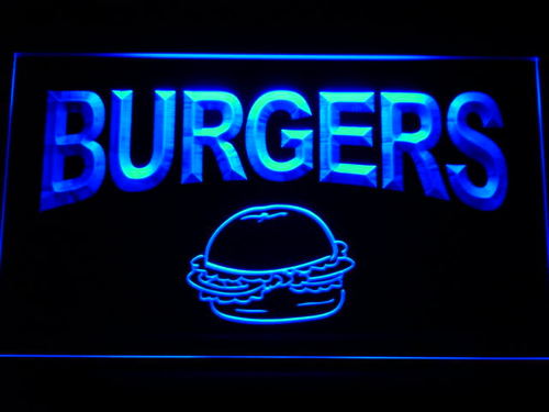 Burgers Cafe Neon Light Sign